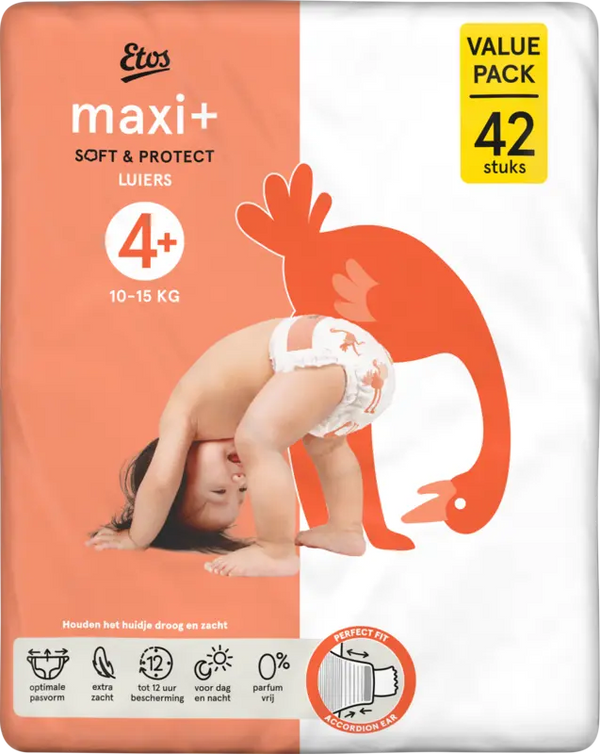 Etos Maxi+ Soft & Protect Windeln Größe 4+