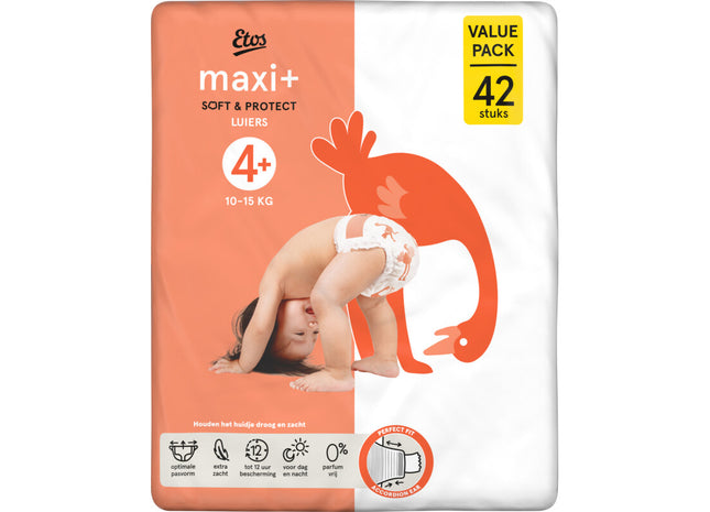 Etos Maxi+ soft & protect luiers maat 4+