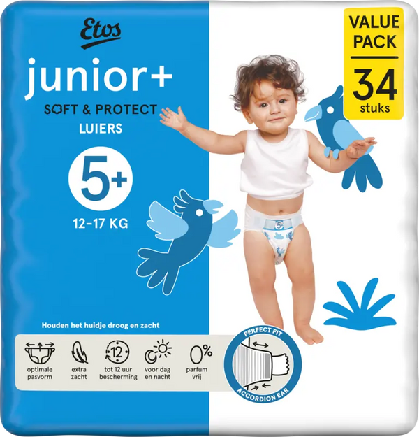 Etos Junior+ Soft & Protect Windeln Größe 5+