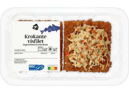 Krokante visfilet gegratineerd met kaas