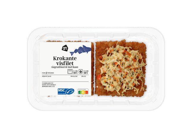 Krokante visfilet gegratineerd met kaas