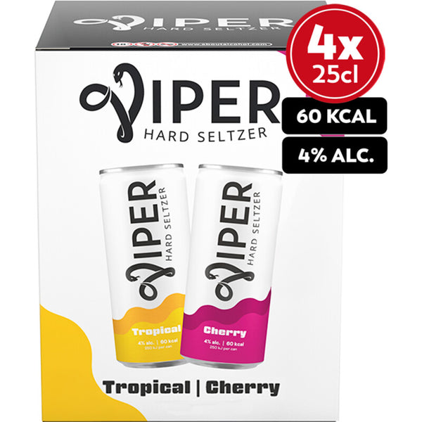 Viper Hard Seltzer Tropical & Kirsche 4er-Pack