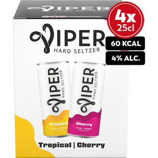 Viper Hard seltzer tropical & cherry 4-pack