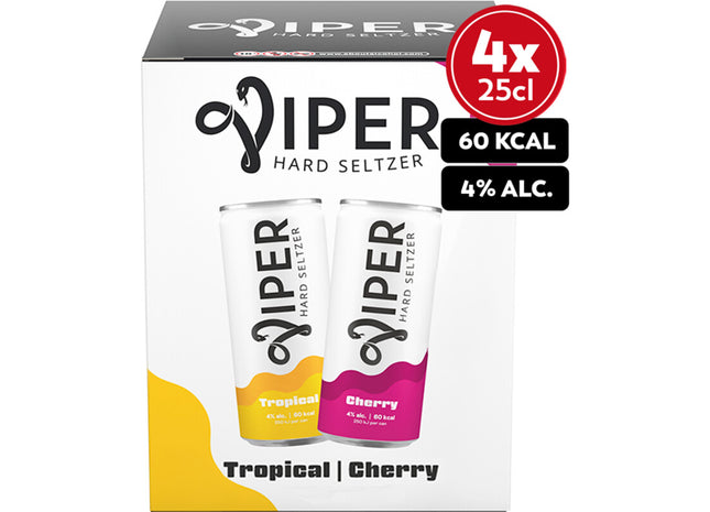 Viper Hard seltzer tropical & cherry 4-pack