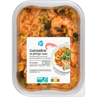 Garnalen in pittige saus