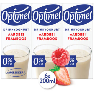 Optimel Langlekker drinkyoghurt aardbei framboos