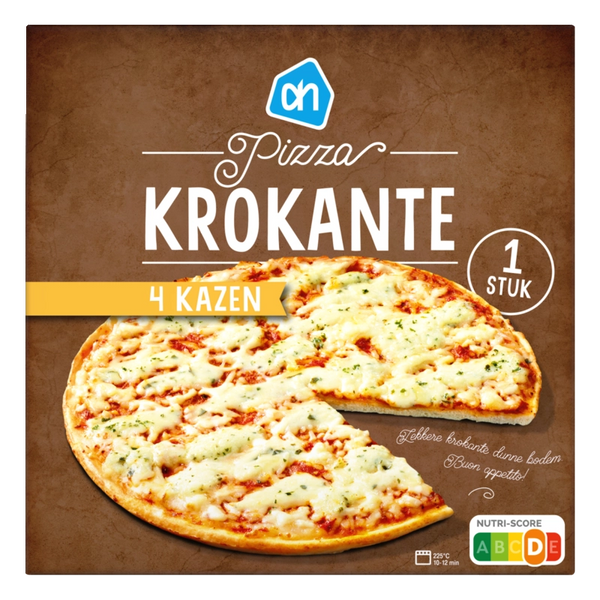 Crispy pizza with four cheeses