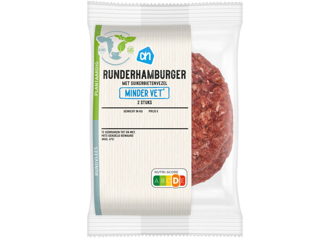 Runderhamburger minder vet 2 stuks