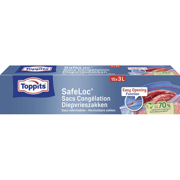 Toppits Safeloc freezer bags 3 liter