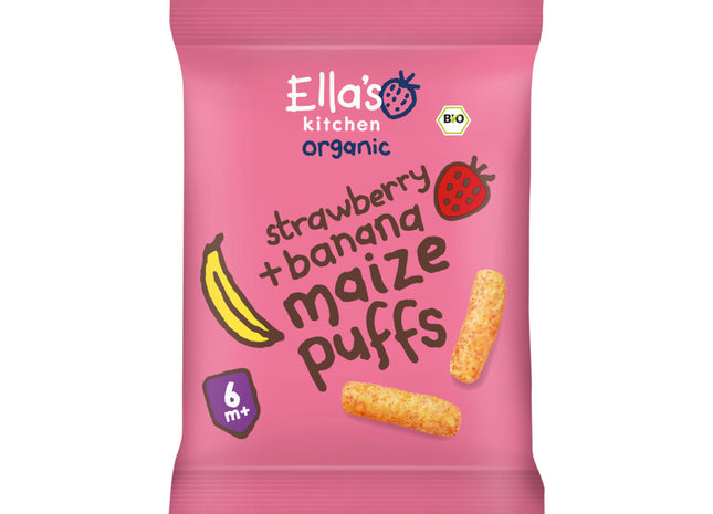 Ella's kitchen Maize puffs aardbei + banaan 6m+ bio