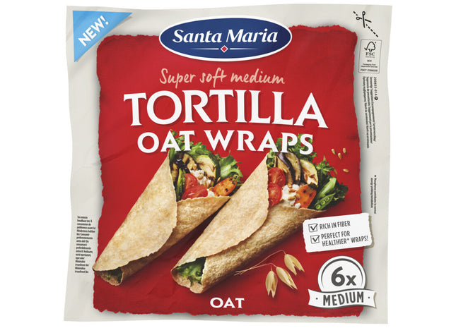 Santa Maria Super soft medium tortilla oat wraps
