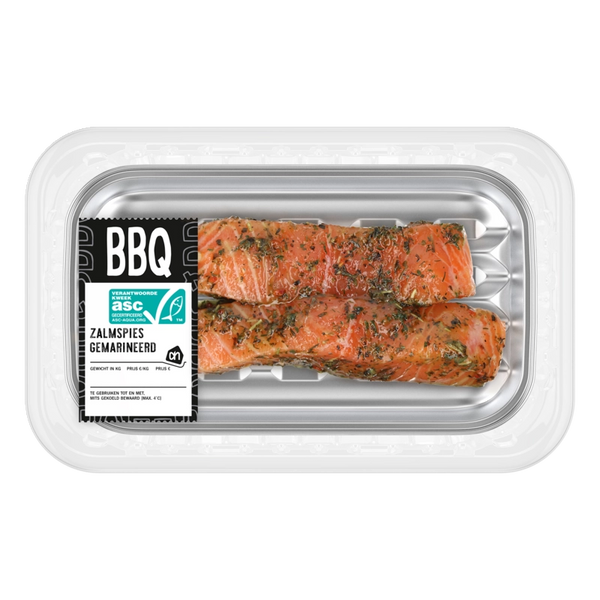 BBQ marinated salmon skewer