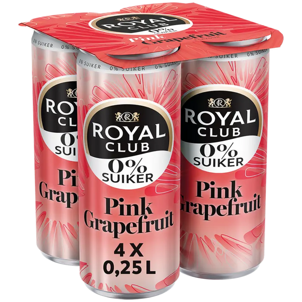 Royal Club Pink grapefruit 0% suiker 4-pack