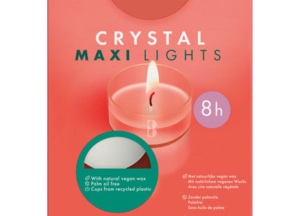 Bolsius Maxi waxinelichtje clear cup 8 branduren