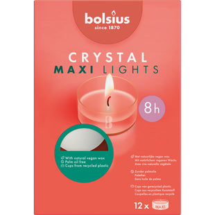 Bolsius Maxi waxinelichtje clear cup 8 branduren