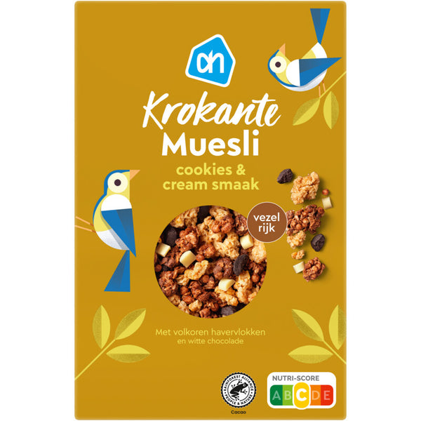 Krokante muesli cookies & cream smaak