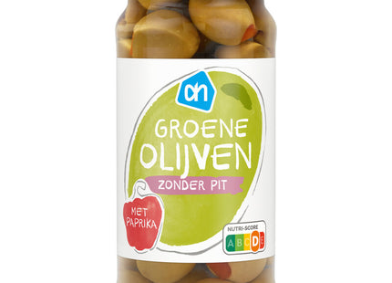 Grüne Oliven mit Paprika