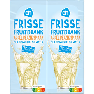 Frisse fruitdrank appel-perzik 1kcal