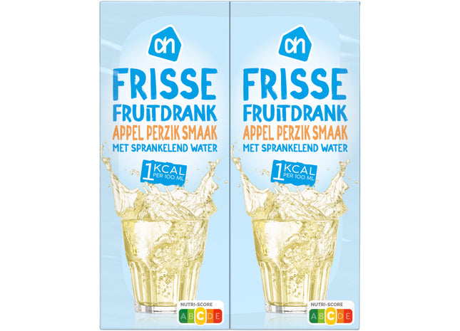 Frisse fruitdrank appel-perzik 1kcal