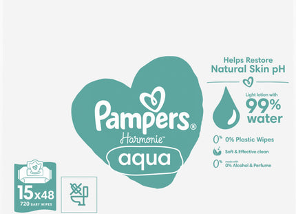 Pampers Harmonie aqua babydoekjes 15-pack