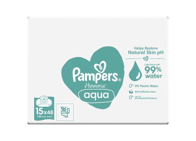 Pampers Harmonie aqua babydoekjes 15-pack
