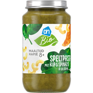 Bio-Dinkelnudeln mit Hähnchen und Spinat 8 Monate+