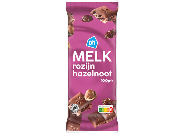 Reep melk hazelnoot rozijn