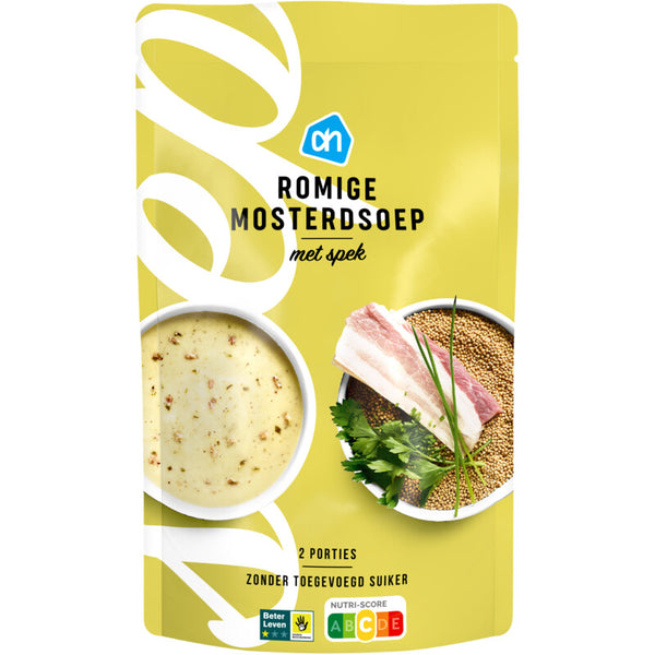 Cremige Senfsuppe mit Speck