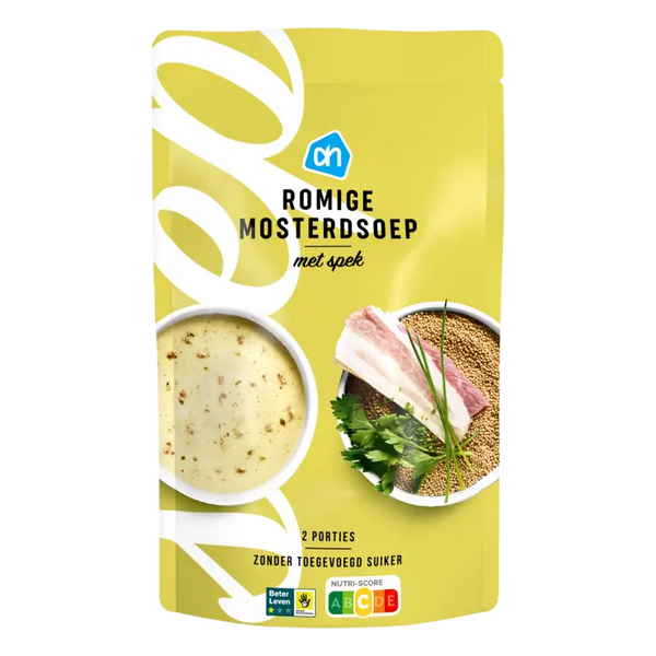 Cremige Senfsuppe mit Speck