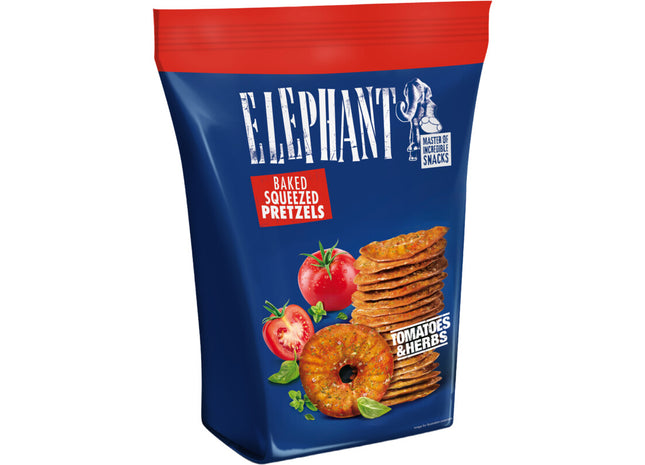 Elefantenbrezeln mit Tomaten und Kräutern