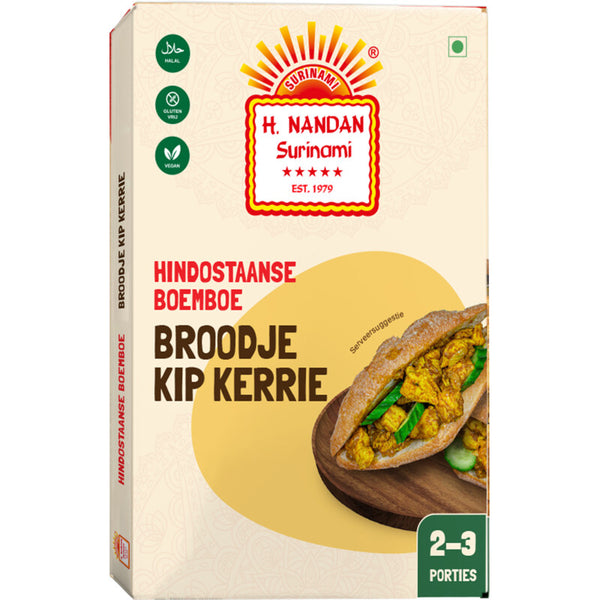 H. Nandan Hindostaanse boemboe broodje kip kerrie