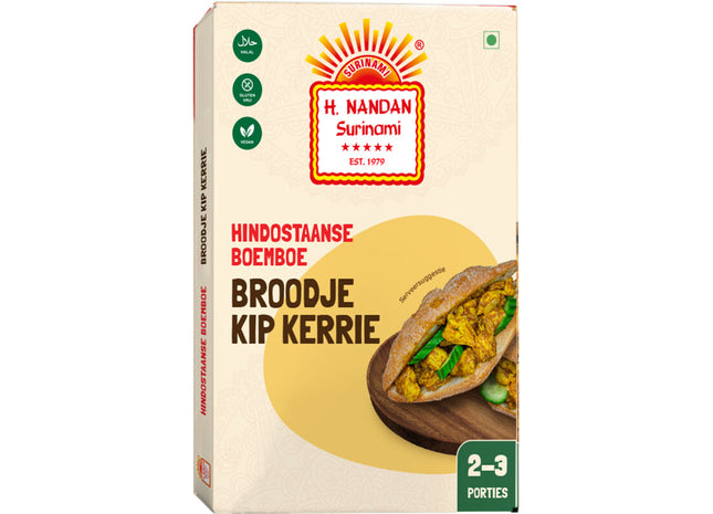 H. Nandan Hindostaanse boemboe broodje kip kerrie