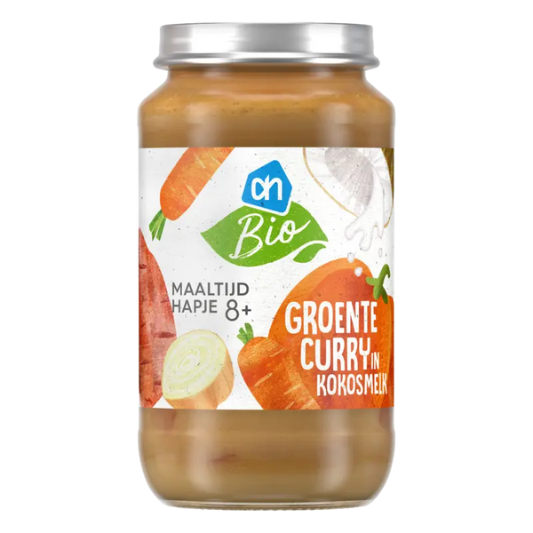 Biologischer Mahlzeit-Happen Gemüsecurry Kokosmilch 8+