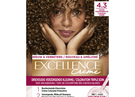 L'Oréal Excellence crème 4.3 midden goudbruin