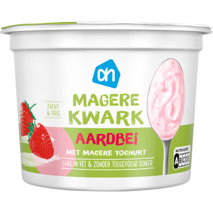 Magere kwark met magere yoghurt aardbei