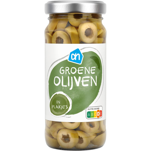 Groene olijven in plakjes