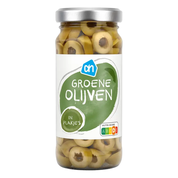 Grüne Oliven in Scheiben