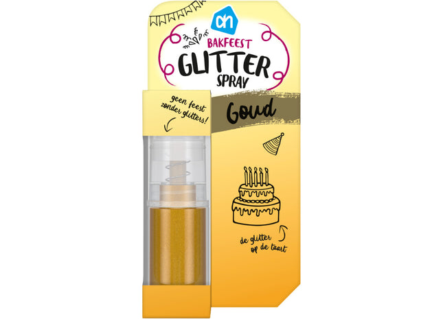 Bakfeest glitterspray goud