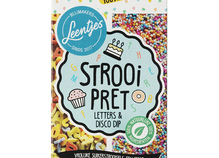 Leentjes Streuen Sie lustige Buchstaben und Disco-Dip darüber