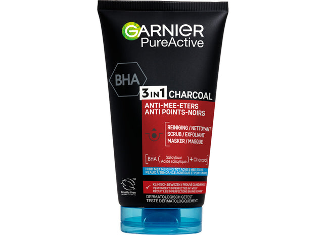 Garnier 3-in-1 charcoal reiniger, scrub & mask