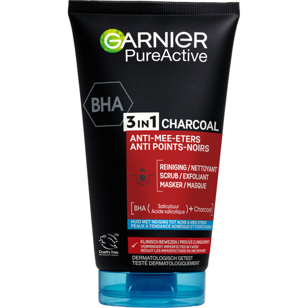 Garnier 3-in-1 charcoal reiniger, scrub & mask