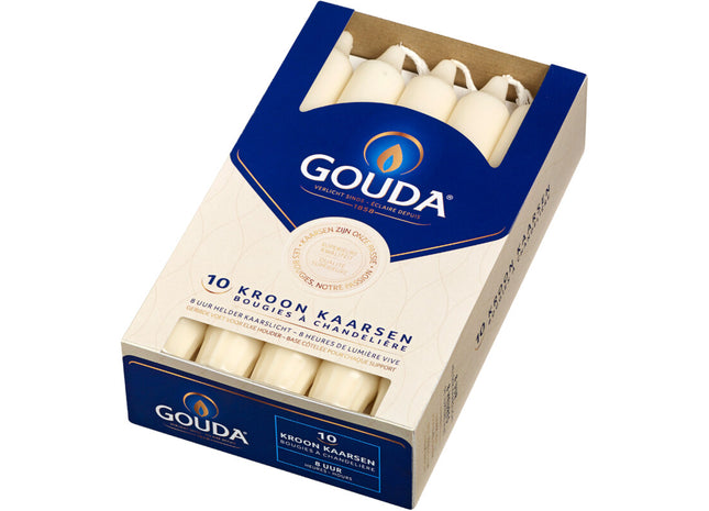 Gouda Kroonkaarsen ivoor 8 branduren