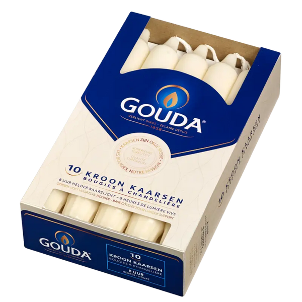 Gouda Kroonkaarsen ivoor 8 branduren