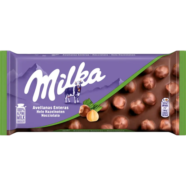 Milka Chocoladereep hele hazelnoot
