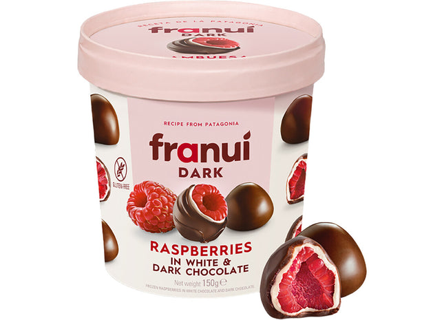Franui Raspberries in white & dark chocolate