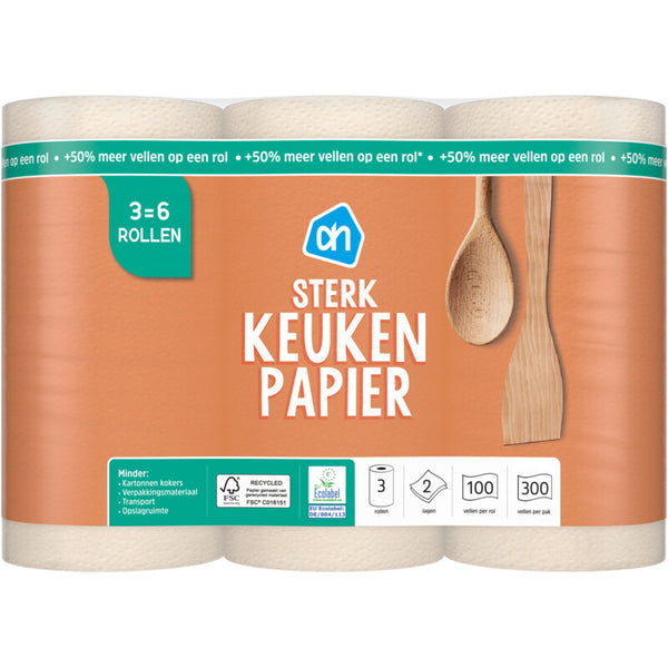 Keukenpapier sterk 3=6 rollen