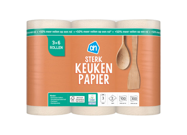Keukenpapier sterk 3=6 rollen