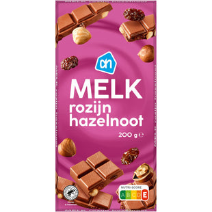 Reep melk hazelnoot rozijn