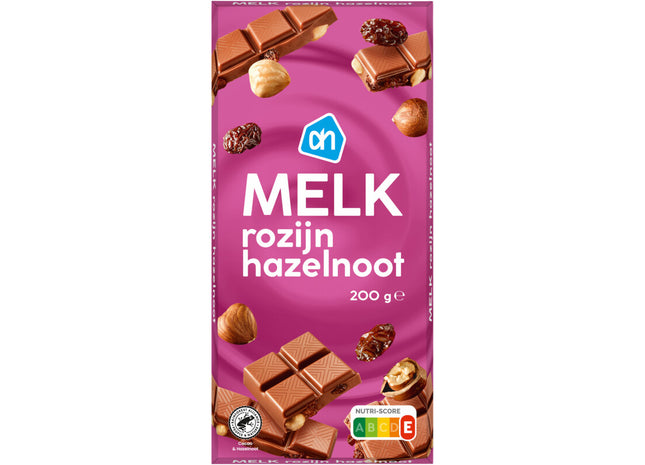 Reep melk hazelnoot rozijn
