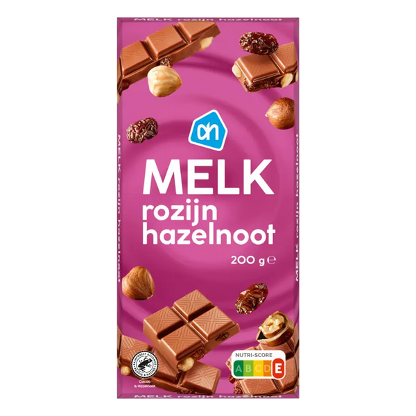 Riegel Milch Haselnuss Rosine